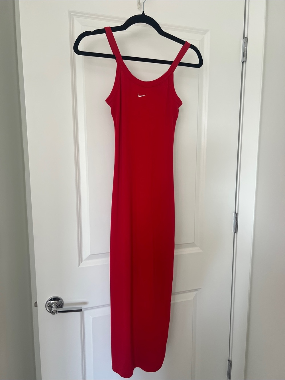 Nike Red Slim Tank Maxi Dress with Swoosh